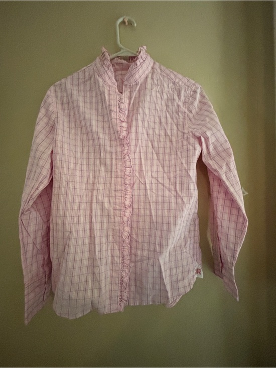 Ravi Ratan Tops - Double R by Ravi Ratan Pink Floral Ruffle Button-Down Shirt Women’s Med